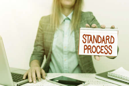 Conceptual display Standard Process. Business idea rules made to be matched with final product quality Financial Advisor Giving Money Saving Tips, Entrepreneur Discussing Dealsの写真素材