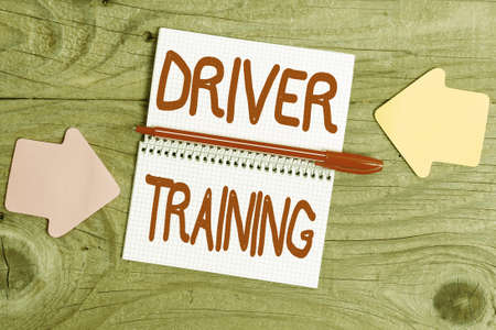 Inspiration showing sign Driver Training. Business concept prepares a new driver to obtain a driver s is license Display of Different Color Sticker Notes Arranged On flatlay Lay Backgroundの写真素材