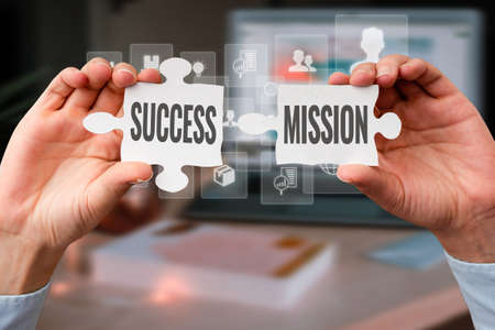 Text sign showing Success Mission. Conceptual photo getting job done in perfect way with no mistakes...