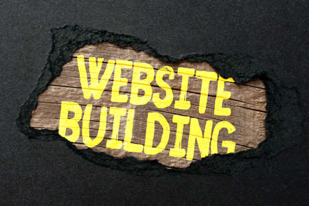 Writing displaying text Website Building. Business approach tools that typically allow the construction of pages Replacing Old Wallpaper Design, Creating New Wall Pattern And Layoutの写真素材