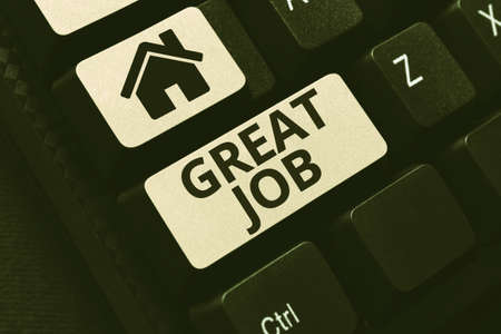 Inspiration showing sign Great Job. Business approach used praising someone for something they have done very well Converting Analog Data To Digital Media, Typing Forum Helpful Tipsの写真素材