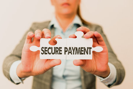 Inspiration showing sign Secure Payment. Concept meaning Security of Payment refers to ensure of paid even in dispute Businesswoman Find Strategy For Resolving Missing Ideas At Officeの写真素材
