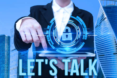 Text sign showing Let S Talk. Business idea they are suggesting beginning conversation on specific...
