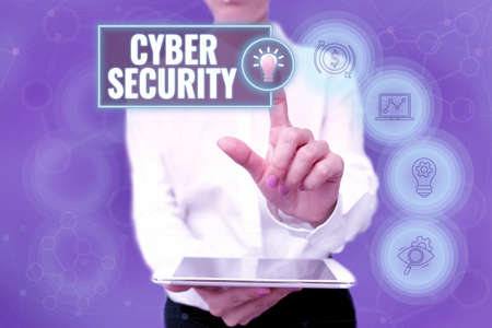 Handwriting text Cyber Security. Business approach Protect a computer system against unauthorized...