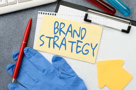 Conceptual caption Brand Strategy. Business concept Long term marketing support for a product...