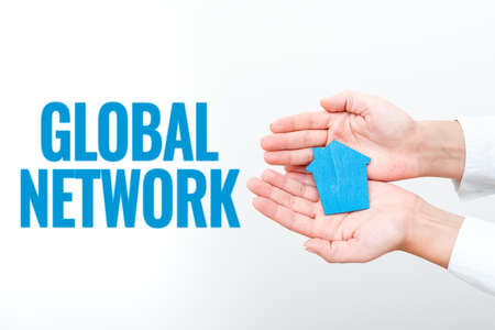 Writing displaying text Global Network. Word Written on Any communication system which spans the...