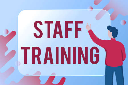 Text sign showing Staff Training. Conceptual photo A program that helps employees to learn specific knowledge Abstract Composing New Email, Creating Online Invitation Listsの写真素材
