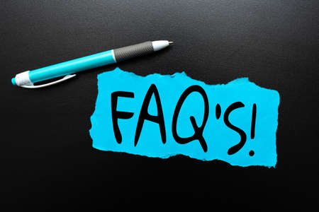 Handwriting text Faq S. Concept meaning list of questions and answers relating to particular subject...