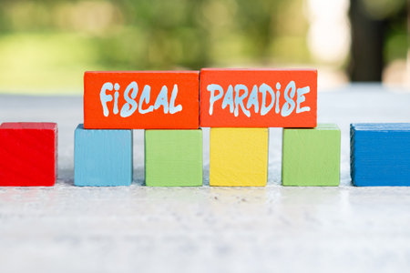 Sign displaying Fiscal Paradise. Business overview Tax on development Rates of taxation for foreign...