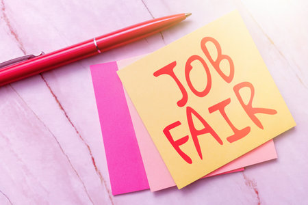 Conceptual display Job Fair. Business idea event in which employers recruiters give information to employees New Ideas Fresh Concept Creative Communications Productive Mindset Penの写真素材