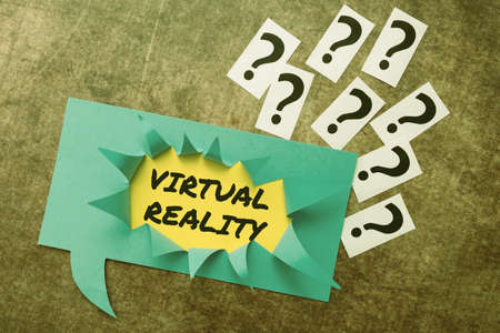 Conceptual display Virtual Reality. Internet Concept an artificial environment that is created with...