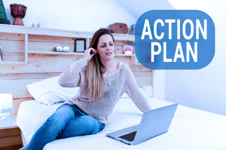 Hand writing sign Action Plan. Business showcase proposed strategy or course of actions for certain...
