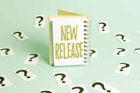 Text sign showing New Release. Business approach announcing something newsworthy recent product...