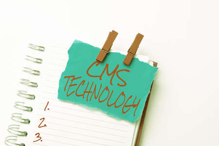 Writing displaying text Cms Technology. Business approach programs that are used to create and manage digital content Colorful Perpective Positive Thinking Creative Ideas And Inspirationsの写真素材