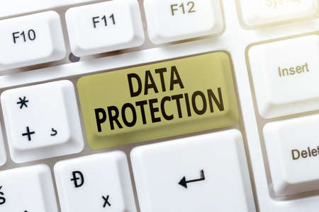 Writing displaying text Data Protection. Word Written on Protect IP addresses and personal data from harmful software Online Documentation Ideas, Uploading Important Files To The Internetの写真素材