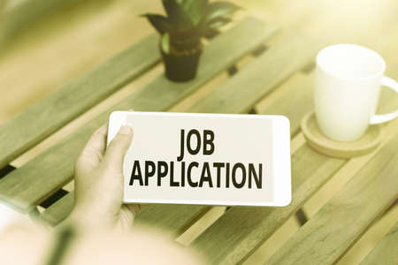Text caption presenting Job Application. Concept meaning The standard business document serves a number of purposes Voice And Video Calling Capabilities Connecting People Togetherの写真素材
