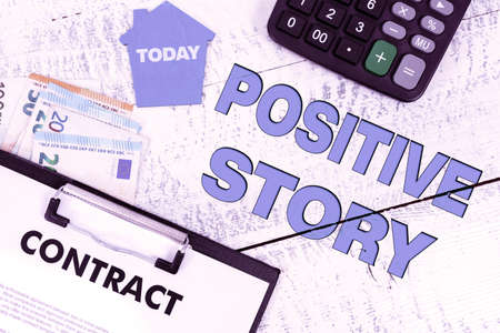 Conceptual caption Positive Story. Word Written on Meaningful and motivating article Good News Success scoop Presenting Real Estate Business, Creating Better Neighborhoodの写真素材