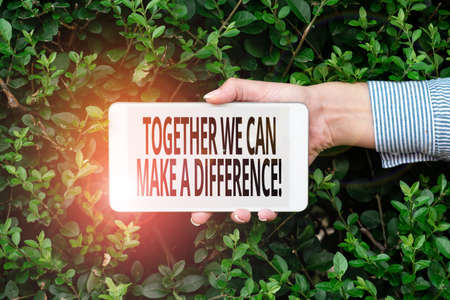Text showing inspiration Together We Can Make A Difference. Internet Concept be very important some way in like team or group Voice And Video Calling Capabilities Connecting People Togetherの写真素材