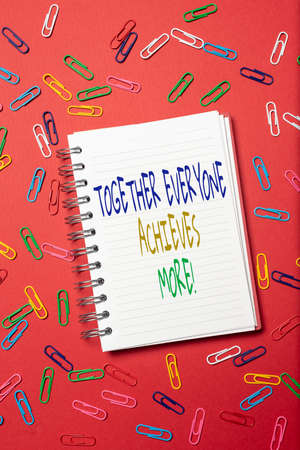 Conceptual display Together Everyone Achieves More. Conceptual photo Members create synergy with strong sense mutual commitment Brainstorming Problems And Solutions Asking Relevant Questionsの写真素材