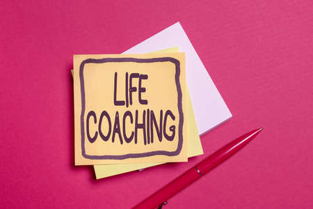 Sign displaying Life Coaching. Word for person employed to help showing attain their goals in career Writing Notes And Important Ideas New Bulletin Board Designsの写真素材