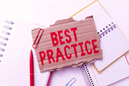 Text caption presenting Best Practice. Business overview commercial procedures that are accepted prescribed being correct Colorful Perpective Positive Thinking Creative Ideas And Inspirationsの写真素材