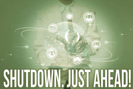 Writing displaying text Shutdown Just Ahead. Business showcase closing factory business either short...