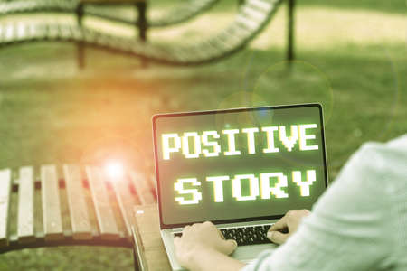 Conceptual display Positive Story. Word for Meaningful and motivating article Good News Success scoop Online Jobs And Working Remotely Connecting People Togetherの写真素材