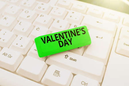 Text showing inspiration Valentine S Day. Business overview time when showing show feelings of love and affection Abstract Recording List Of Online Shop Items, Editing Updated Internet Dataの写真素材