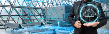 Picture Of Businessman Holding His Suit Giving Ideas Showing Amazing Futuristic Technology. Employee...