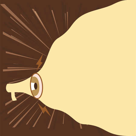 Megaphone Drawing Making New Loud Announcement To A Large Blank Cloud. Bullhorn Drawing Composing Old Soft Advertisement In Big Empty Conversation Fog.のイラスト素材