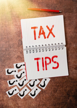 Conceptual display Tax Tips. Business approach compulsory contribution to state revenue levied by government Progress In Solving Problems Breakthrough New Designs And Ideasの写真素材