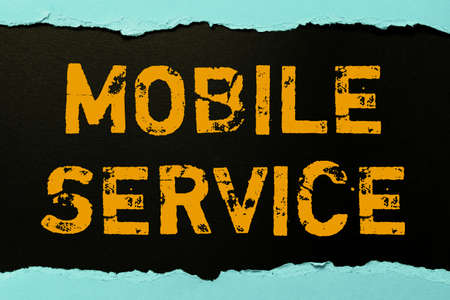 Text caption presenting Mobile Service. Business overview Radio communication utility between mobile...