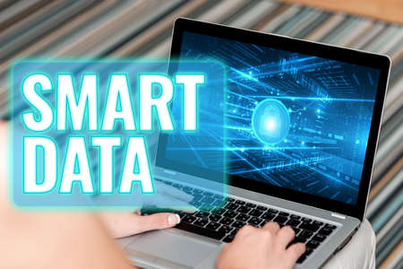 Hand writing sign Smart Data. Business idea digital information that is formatted for further...