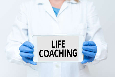 Text caption presenting Life Coaching. Business idea person employed to help showing attain their goals in career Demonstrating Medical Techology Presenting New Scientific Discoveryの写真素材