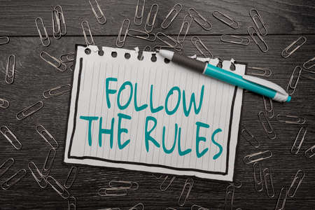 Handwriting text Follow The Rules. Business idea go with regulations governing conduct or procedure Bright New Ideas Fresh Office Design Work Problems And Solutionsの写真素材