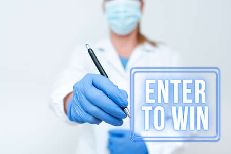 Conceptual caption Enter To Win. Word Written on exchanging something value for prize chance winning...