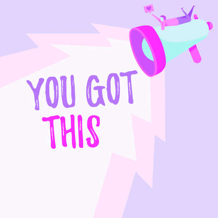 Inspiration showing sign You Got This. Conceptual photo to encourage someone to succeed in dealing with something Man Drawing On Megaphone Producing Lighting Making Lovely Message.の写真素材