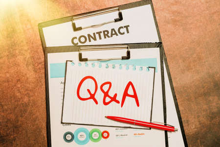 Hand writing sign Q And A. Word Written on in which person asks questions and another one answers them Bulletin Board Notice Designs Brainstorming Ideas And Inspirationsの写真素材