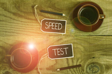Conceptual display Speed Test. Business idea psychological test for the maximum speed of performing a task Collection of Blank Empty Sticker Tags Tied With A String For Information Label Signの写真素材