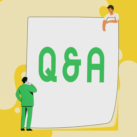 Sign displaying Q And A. Business concept in which person asks questions and another one answers them Typing And Filing Office Documents, Creating Work Related Filesの写真素材