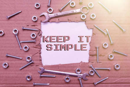 Inspiration showing sign Keep It Simple. Internet Concept ask something easy understand not go into too much detail Smart Office Plans Construction Development And Planning Fresh Startの写真素材