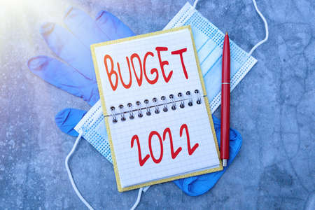 Inspiration showing sign Budget 2022. Conceptual photo estimate of income and expenditure for current year Researching Preventive Medications, Viral Infection Preventionの写真素材