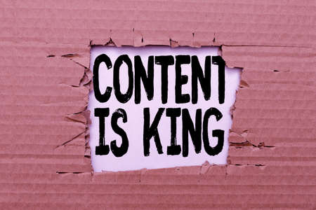 Handwriting text Content Is King. Business idea marketing focused growing visibility non paid search results Smart Office Plans Construction Development And Planning Fresh Startの写真素材