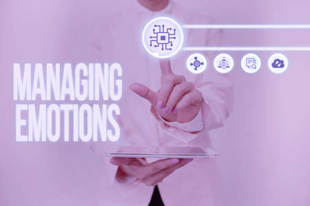 Text showing inspiration Managing Emotions. Business approach ability be open to feelings and...