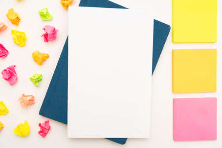 Multiple Assorted Collection Office Stationery Photo With Pens Pencils Notepads Notebook Ruler Stapler Scissors Clippers Paper Clips Holders Clipboard Placed Over Tableの写真素材