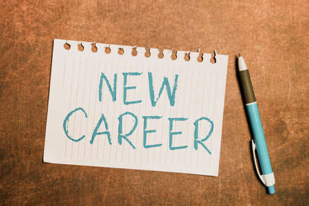 Conceptual display New Career. Business showcase a change to a different type of job from the one you have Writing Notes And Important Ideas Brainstorming New Designsの写真素材