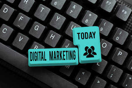 Conceptual caption Digital Marketing. Business showcase market products or services using technologies on Internet Typing Engineering Lessons And Lectures, Fixing Broken Technology Conceptの写真素材