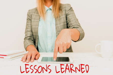 Inspiration showing sign Lessons Learned. Conceptual photo experiences distilled project that should actively taken Presenting Business Plan And Designs, Smartphone Voice And Video Callingの写真素材
