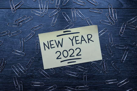 Handwriting text New Year 2022. Business approach Greeting Celebrating Holiday Fresh Start Best...