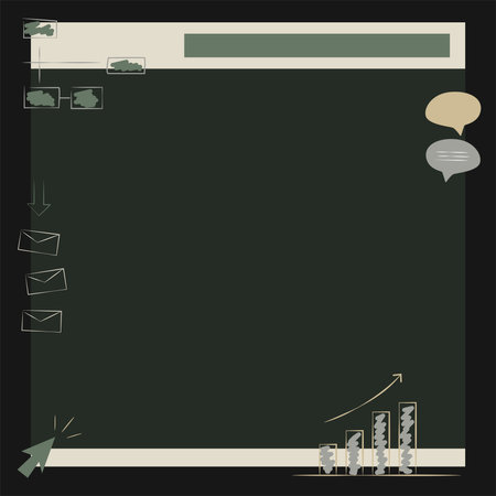 Illustration Of Large Board Receiving New Messages Emails And Searching For Skill Improvements. Screen Drawing Accepting Information Online Correspondence.のイラスト素材